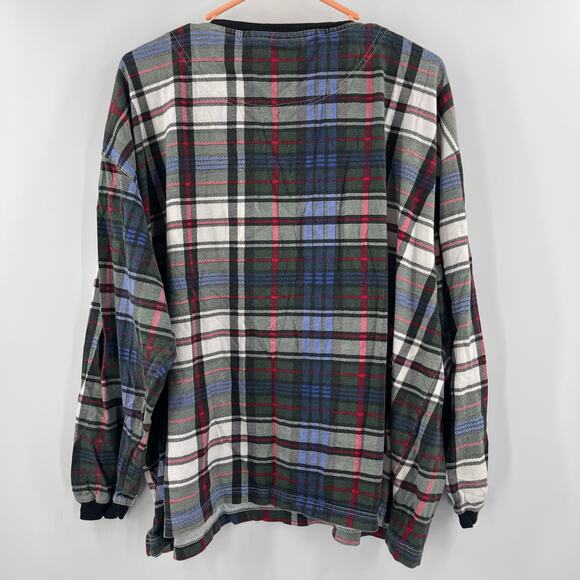 VINTAGE MICKEY & CO Top Plaid Henley Size Large Womens Mickey Mouse 100% Cotton - Picture 2 of 9